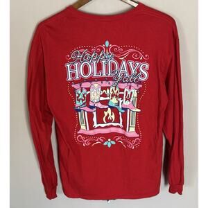 Happy Holidays Y’all Cowgirl Red Long Sleeve T-Shirt Women's L